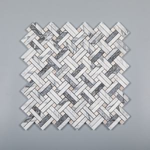 Piastrelle di mosaico di marmo bianco del mosaico della parete di marmo del cestino di pietra naturale del mosaico del secolo - Product Image 3