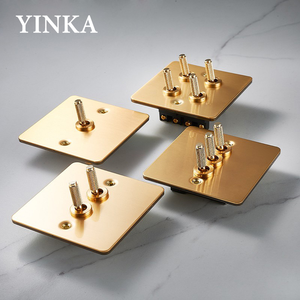 Interruttore a Pulsante Vintage Retrò in Ottone 10A, Presa Elettrica in Acciaio Inox con Pannello Metallico e Placca a Muro - Product Image 2