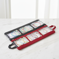 Organizador de Joyas Transparente de PVC Exquisito RR, Creativo, con 3 Ranuras para Pulseras, Anillos, Bolsa con 3 Bolsillos para Collares, Bolsa de Viaje con Cierre para Joyas