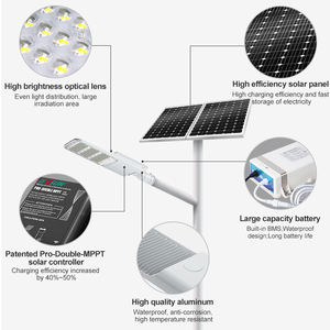 <span class=keywords><strong>Luminaire</strong></span> solaire extérieur BOSUN 50W-200W avec indice de protection IP65 et <span class=keywords><strong>batterie</strong></span> pour l'éclairage public routier - Product Image 2