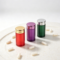 Flacon de pilules en plastique givré, conteneur de capsules de médicaments, pot de suppléments vitaminiques avec couvercle électroplaqué pour les soins de santé