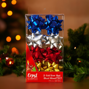 Fiocco Decorativo Erpsl 2 Pollici Oro Argento Rosso Blu Misto Confezione da 12 Nastri Regalo di Natale - Product Image 3