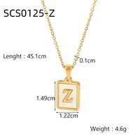 Collier Pendentif Chaîne en Acier Inoxydable Carré Géométrique Lettre Nacre Blanche Plaqué Or 18 Carats Vente en Gros