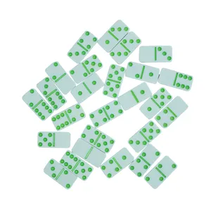 공장 oem 주문 두 배 6 6 도미노 세트 28pcs 테이블을 위한 백색 도미노 녹색 점 다른 오락 제품