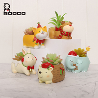 Pot Bunga Resin Hewan Natal yang Meriah, Pot Sukulen Lucu, Dekorasi Meja Rumah/Kantor untuk Liburan, Ornamen Rak Menawan, Hadiah