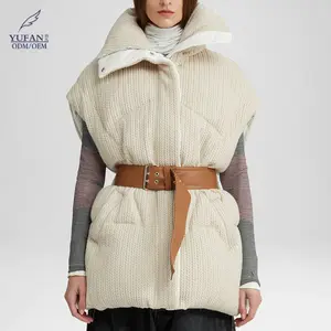 Yufan Tùy Chỉnh 2024 Màu Be Xuống Vest Của Phụ Nữ Áo Choàng Tắm Xuống Áo Thời Trang Vành Đai Xuống Vest