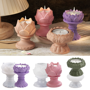Tealight tempat lilin Resin cetakan Lotus teh cahaya lilin cetakan silikon untuk Resin bunga Votive cetakan silikon - Product Image 1
