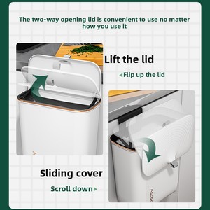 Cubo de basura de plástico de 9L/7L para cocina/oficina, con tapa deslizante, colgante, para montar en la pared, para residuos de comida. - Product Image 5