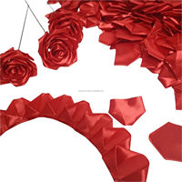 OKAY Rose éternelle pré-fabriquée rouge, ruban de satin, pétales de rose, bricolage, fleurs artisanales éternelles pour la Saint-Valentin