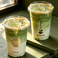 Gobelets en plastique PET jetables transparents 12oz 16oz 20oz avec impression de logo personnalisé et couvercles assortis pour bubble tea, café glacé, jus, smoothie