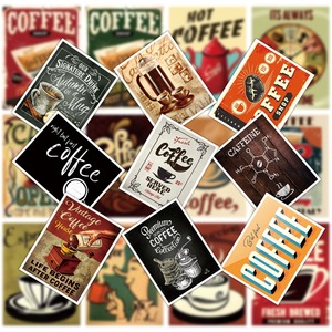 Retro Coffee Sign Stickers Rectangular Self-Adhesive <b>Matte</b> <b>Varnishing</b> Decorative Stickers for Home Decoration - Product Image 4