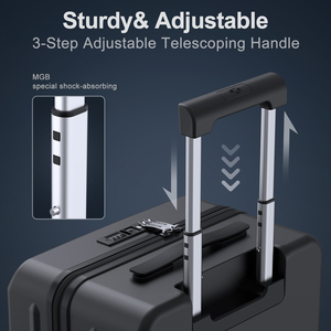Valise cabine de luxe pour affaires, 20 pouces, haute qualité, en polycarbonate, avec roulettes pivotantes, légère, poignée réglable, fermeture éclair YKK, OEM/ODM - Product Image 4