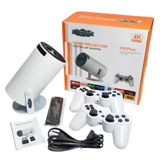 2025 ZTX New Sales X10 Plus Portable Game Projector with 2.4G Wireless Controller Support 4K HD Output Projector Gaming