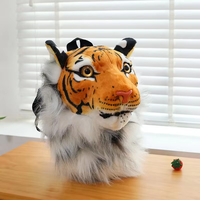 Sac à dos modèle tête de lion et tigre réaliste, jouet en peluche super doux, coton PP, anti-stress, finition lavée, vernissage UV