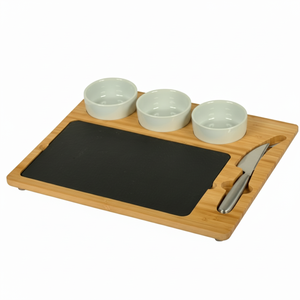 Planche à fromage en bambou avec ardoise, plateau à fromage avec couteau et outils de cuisine en acier inoxydable et gadgets Blocs à découper - Product Image 1