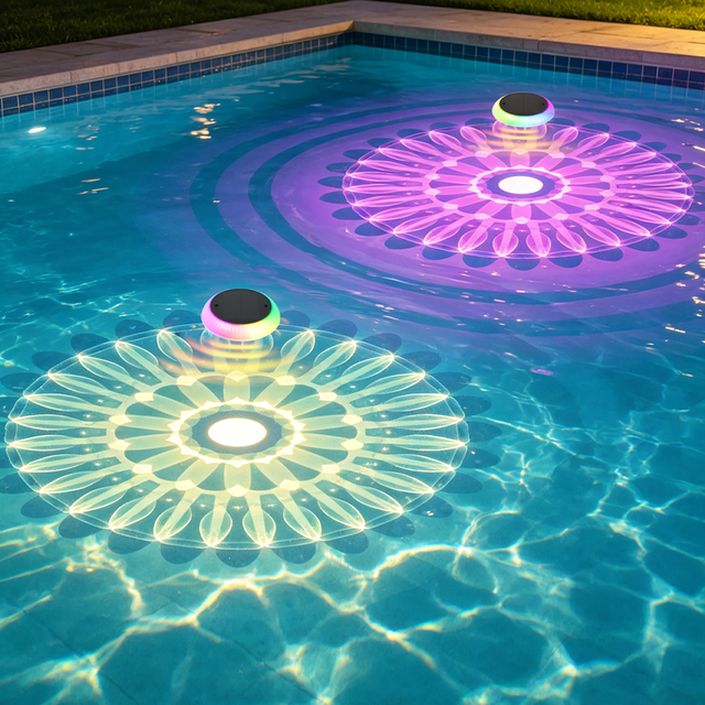 Solar Pool Light Monocrystalline Silicon Remote Control IP67 Waterproof RGB Color Changing Rechargeable Dimmable for Patio Pond