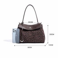 Sac à main vintage en cuir de vachette fendu et daim léopard, sac à bandoulière, vente en gros, logo personnalisé, sac à main pour femme