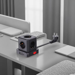 Modern 5 Outlets Flat <b>Plug</b> with 3 <b>USB</b> 1 Type <b>C</b> 1 Smart Home Socket Overland 16A Current Extension Socket - Product Image 1