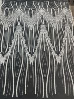 Tissu de tulle de luxe écologique pour mariée avec broderie, perles, sequins et motifs floraux pour robes de mariage ou de soirée