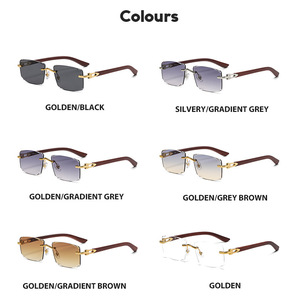 Occhiali da sole quadrati rettangolari in stile classico stile personalità senza cornice in metallo dorato alla moda occhiali da uomo senza montatura - Product Image 4