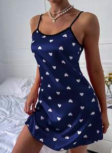 X2218 nuovo arrivo abiti da notte con stampa grazioso cuore maturo in raso per le donne intimo camera da letto <span class=keywords><strong>Sexy</strong></span> da <span class=keywords><strong>sposa</strong></span> donna - Product Image 6