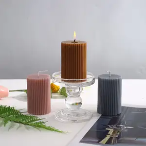 Home decorative soy wax scented pillar ribbed aroma candles scented fluted beeswax