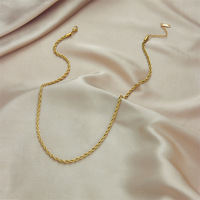 Ensemble Collier et Bracelet Tendance en Chaîne Torsadée en Acier Inoxydable, Plaqué Or 18 carats, pour Femme