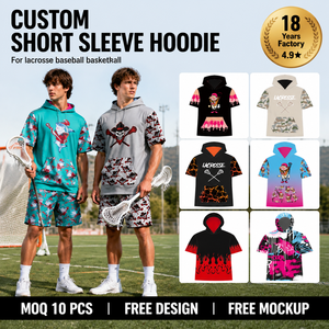 Ensemble de survêtement de lacrosse personnalisé pour enfants : sweat à capuche, maillot d'entraînement à manches courtes, short, tenue décontractée légère pour le baseball et les activités de plein air - Product Image 1