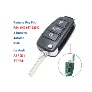 Clé de voiture intelligente de remplacement pour <span class=keywords><strong>Audi</strong></span> A3 S3 <span class=keywords><strong>2012</strong></span>-2015, télécommande sans clé 434 MHz, référence 8V0 837 220D - Product Image 1