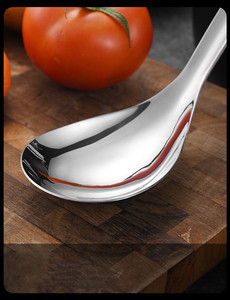Cuillère à soupe en métal de qualité alimentaire 304 en acier inoxydable Cuillère à riz à long manche en argent pour buffet de restaurant - Product Image 6