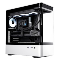 Boîtier d'ordinateur de bureau Quchuang ART ULTRA HM1 ATX avec deux panneaux en verre incurvés, ports avant non équipés