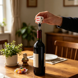 Tappo per Bottiglia in Ceramica Redeco Cool Dice, Tappo per <span class=keywords><strong>Vino</strong></span>, Regalo, Commercio all'Ingrosso, Logo Personalizzato, Decorazione Bar, Divertente - Product Image 2
