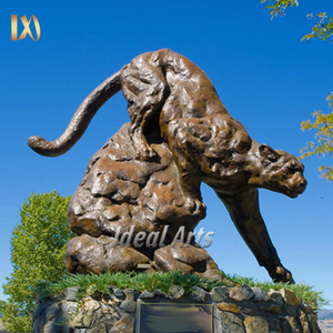 Statue de panthère noire en bronze coulé sur mesure sur socle en roche, sculpture d'animal en bronze pour jardin extérieur - Product Image 4