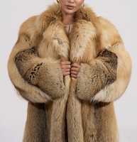 Manteau en fourrure de renard doré véritable, longueur moyenne à longue, manteau en fourrure moelleuse, vente en gros, veste longue en fourrure chaude pour femmes, hiver