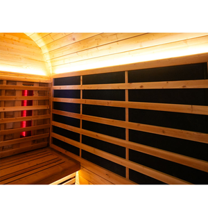 Sauna de madera de abeto para exteriores personalizable para 4-6 personas, combo de sauna infrarroja personal para el hogar con panel. - Product Image 4