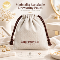 Sac à cordon en lin à chevrons de haute qualité avec logo personnalisé, imprimé sérigraphié, prêt à l'emploi, recyclable, pochette cadeau pour bijoux, pour le consommateur