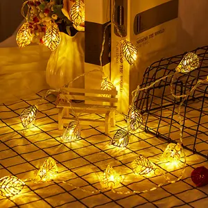 Luz LED 3D ahuecada luces de cadena de hoja de oro luces de decoración de Navidad para decoración de vacaciones