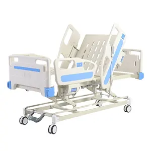 سرير إلكتروني للمستشفى يضم 5 وظائف مع رأس سرير من ABS/ قضيب للحماية/ حامل القضيب/ مفتاح واحد لإرجاع الزر وخاصية وزن ICU