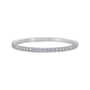 Bracelet de luxe haut de gamme en <span class=keywords><strong>argent</strong></span> 925 <span class=keywords><strong>avec</strong></span> moissanite personnalisée de 5 mm, design tennis flexible et pierres complètes de plusieurs tailles - Product Image 3