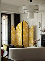 Papier Peint Mural Doré Personnalisable à Motifs Floraux et Oiseaux en Bambou pour Salon, Restaurant, Maison de Thé – Durable