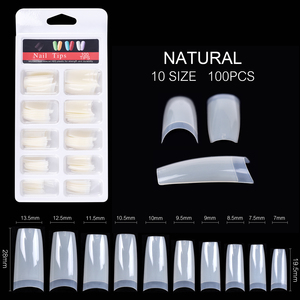 100 faux ongles carrés longs en ABS naturel, demi-couverture, pour manucure en salon - Product Image 3