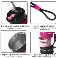 500ML Tasse À Café Avec Paille En Acier Inoxydable Tasse Corde Thermo Bouteille Pour Filles Flacons À Vide Cadeaux De Voyage