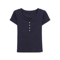 Fabricants de vêtements personnalisé nouvelle mode d'été Simple pull 220G épaule régulière minceur femmes T-shirt à manches courtes