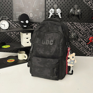 Mgdc1 <b>Backpack</b> <b>Large</b> Capacity Unisex Student <b>Backpack</b> Solid Color Detachable Strap Interior Zipper Pocket - Product Image 1