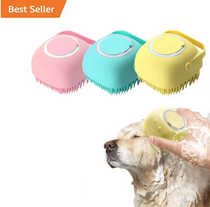 KINGHON Pet Shower Brush Long Short Haired Dogs Cats Shower Silicone Shampoo Dispenser <b>Bath</b> Massage Cat Dog <b>Bath</b> Brush - Product Image 1