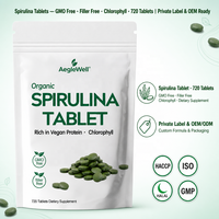 Comprimés de spiruline biologique en gros, complément de spiruline végétalien sans additifs, riche en chlorophylle, étiquette privée personnalisée