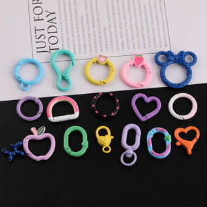 <b>Candy</b> Colored Open Spring Ring Heart Key Ring DIY Jewelry Charm Unisex Gift Accessory - Product Image 1