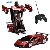 AiJH 27MHz Rc Robot Car Toys 1:18 Remote Control Carro De Control Remoto One Button Rc Deformation Car