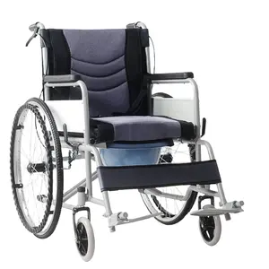 Multifunctional Commode Wheelchair Comfortable Seat Foldable Commode Wheelchair For Patient And Disabled People And Elderly