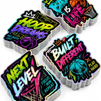 Pegatinas Holográficas Personalizadas de Baloncesto, Vinilo Impermeable, Calcomanías Deportivas con Graffiti Motivacional para Laptop y Botella de Agua